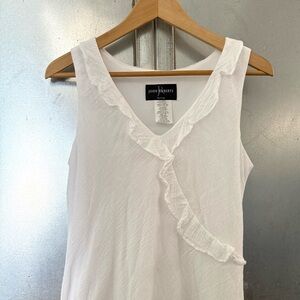 John Roberts White Ruffle Tank Top Dress